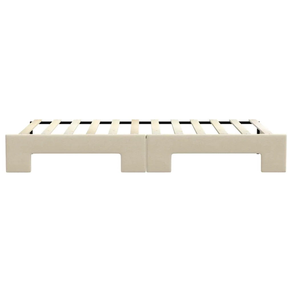 Divano Letto con Letto Estraibile Crema 90x200 cm in Tessuto