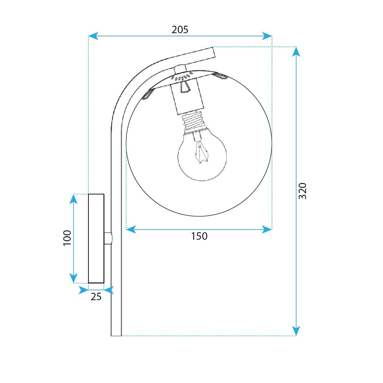 Lampada Da Parete G103-1w Black