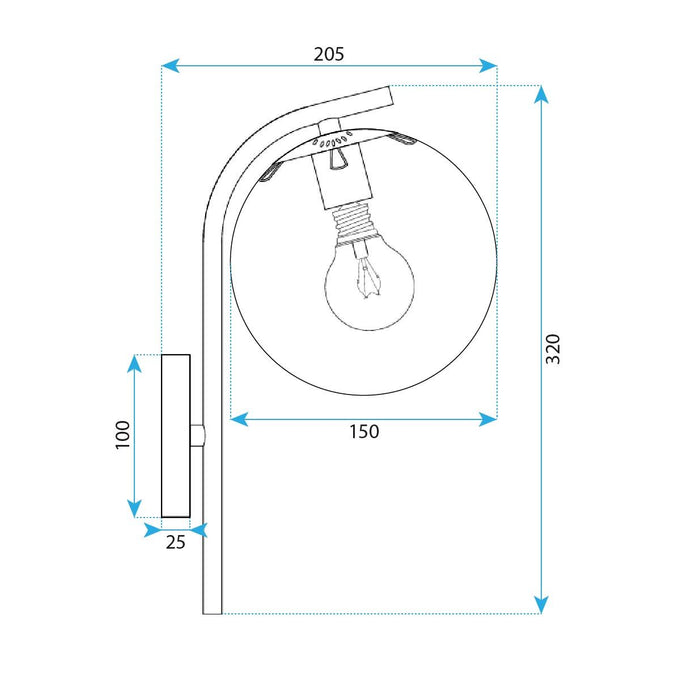 Lampada Da Parete G103-1w Black