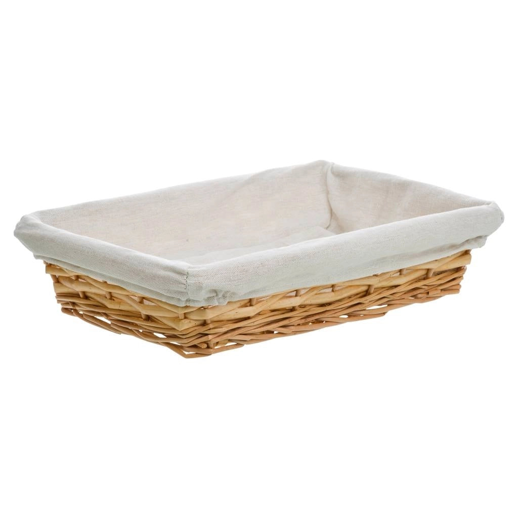 Vassoio in vimini con rivestimento bianco 36x24x8h