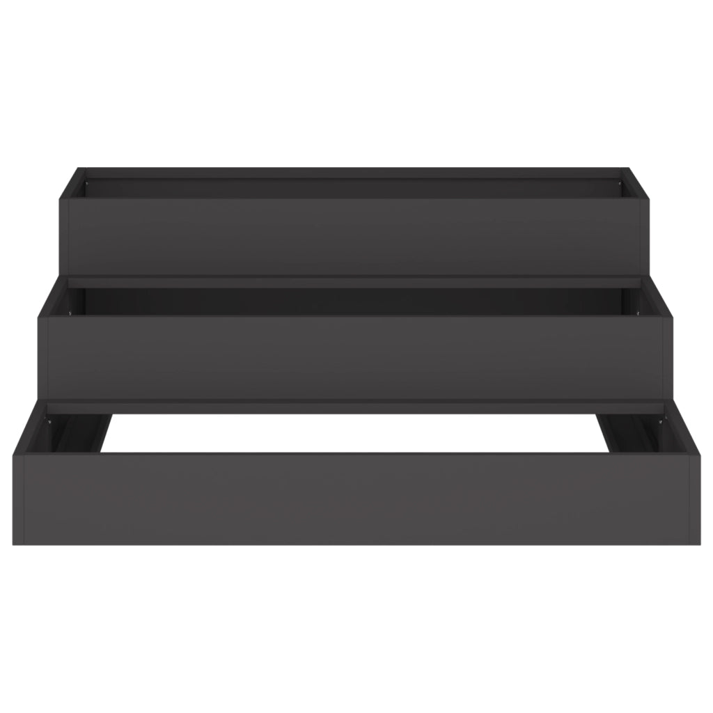 Fioriera da Giardino 3 Livelli 90x90x35 cm Acciaio Nero