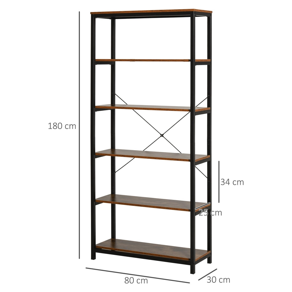 Libreria Industriale Vintage ¨C zephmum ¨C Legno e Metallo Nero 80x30x180cm