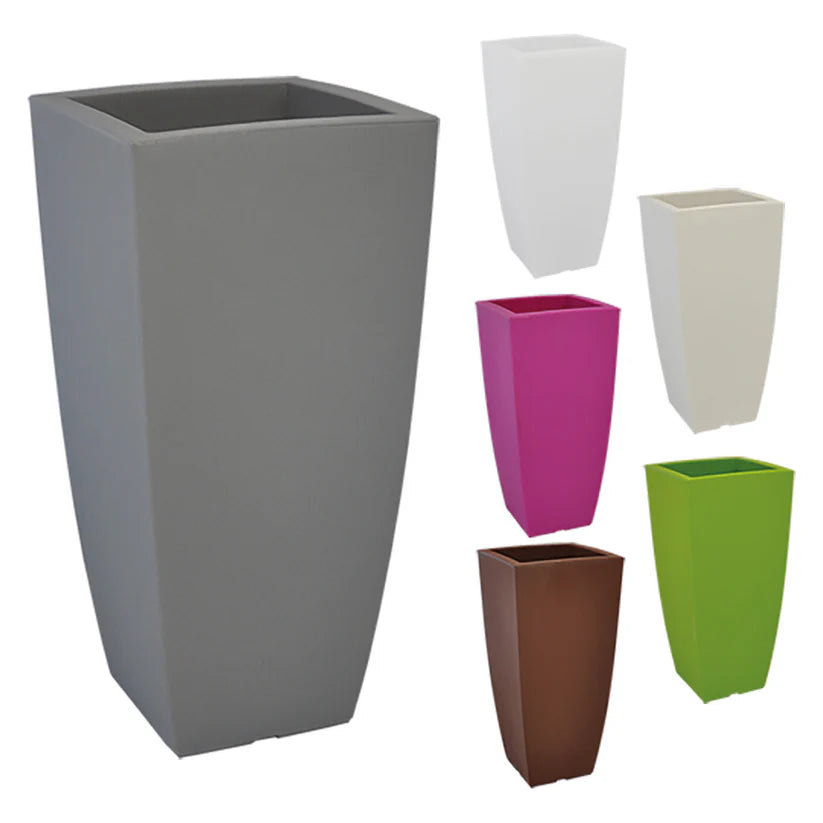 VASO ALTO IN RESINA MONACIS STILO SQUARE  H 70 cm. VARI COLORI Colore: Marrone