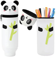 Etui in Silicone, 2-in-1 Etui, Etui in Piedi, Etui Panda, Etui, Contenitore per Oggetti, Etui per Ragazzi e Ragazze (Panda)