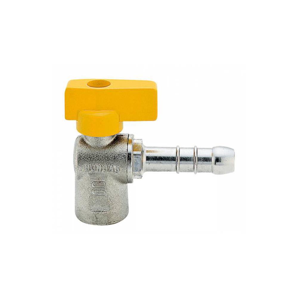 Rubinetto a sfera a squadra femmina con portagomma per gas metano