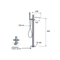 Miscelatore vasca da pavimento con deviatore e kit doccia - serie diva