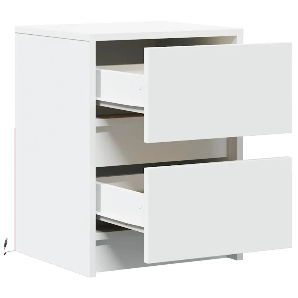 vidaXL Comodino con Luci LED Bianco in Legno Multistrato