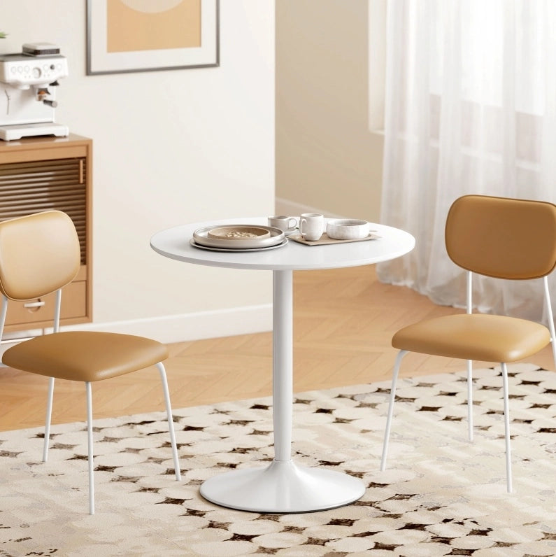 Tavolo da pranzo rotondo ULEVR ?80x75 cm in MDF e acciaio, bianco