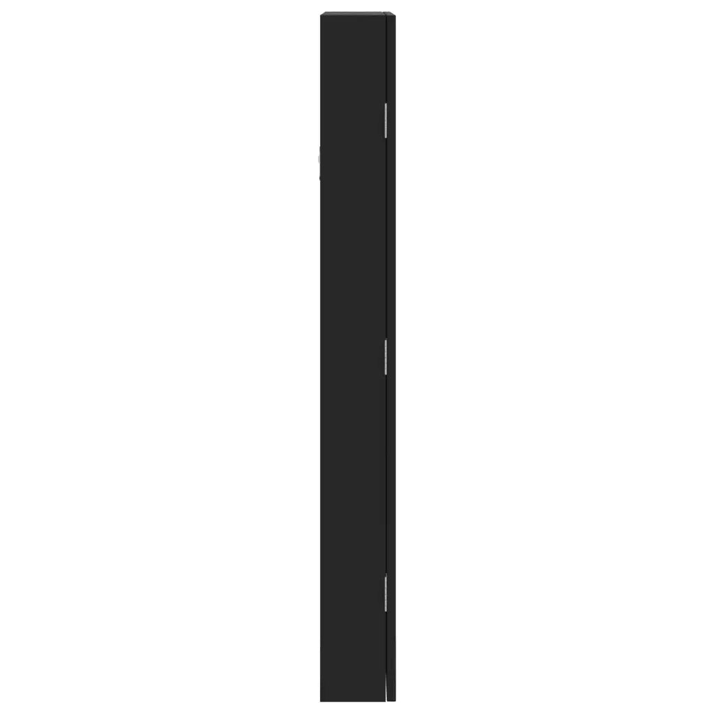 Armadio Portagioie a Specchio con Luci LED a Parete Nero CFW6617518