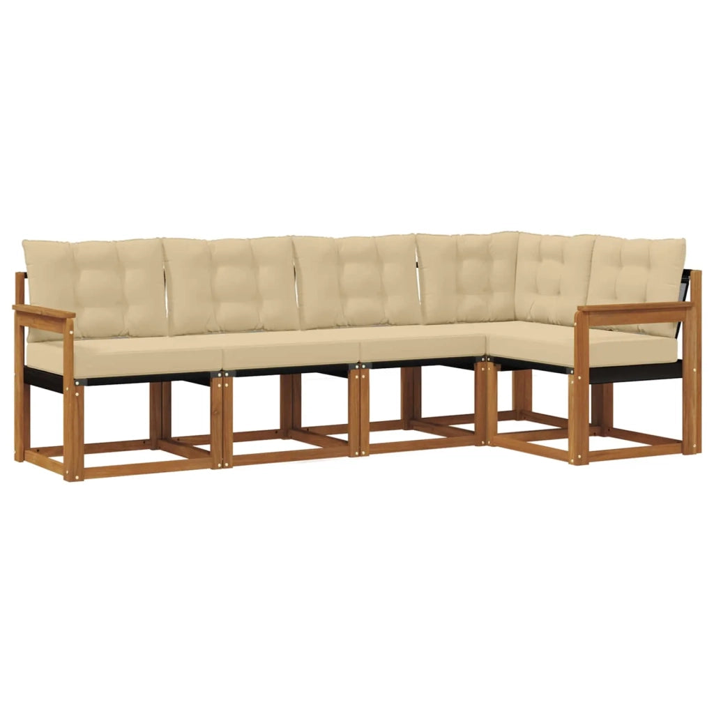 Set di divani da esterno con cuscino 5 pcs Naturale e Beige 3368660