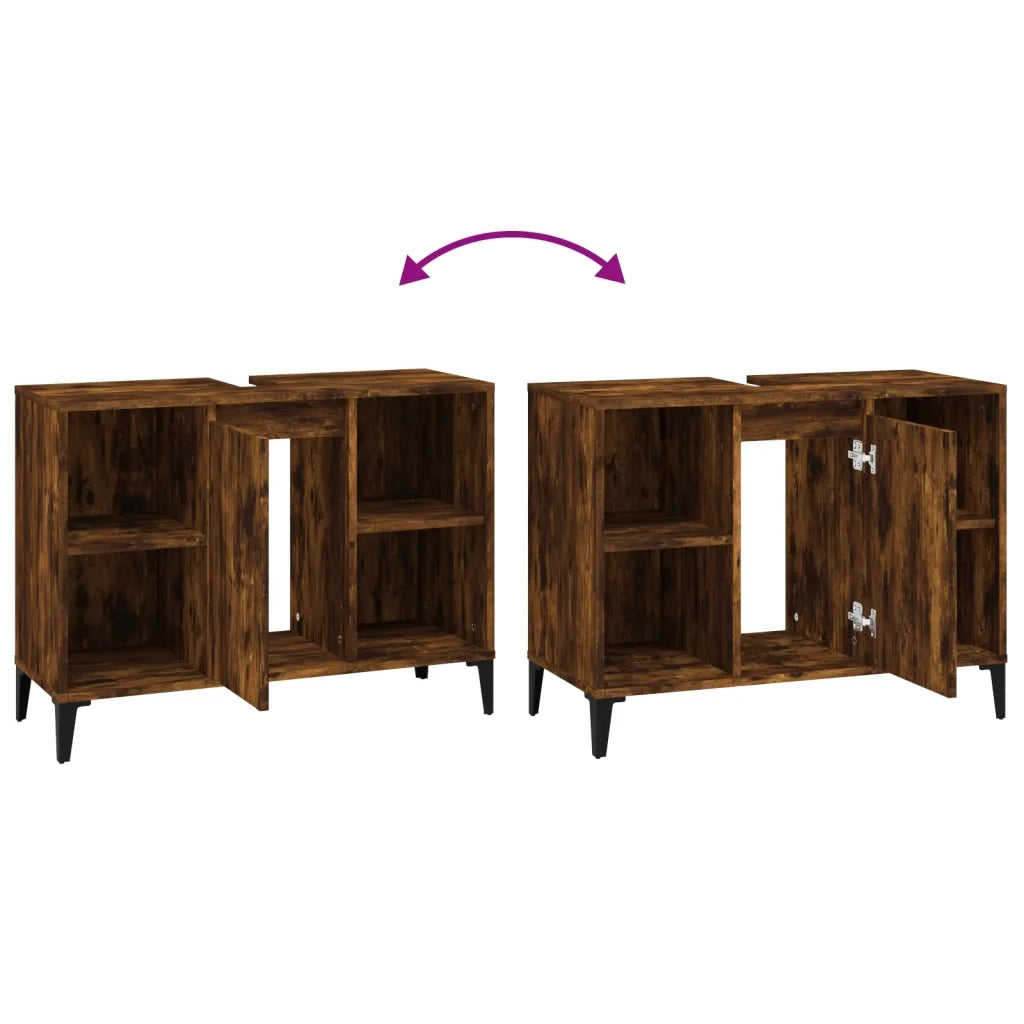 Mobile Lavabo Rovere Fumo 80x33x60 cm in Legno Multistrato 821297