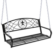 Altalena Hollywood da giardino due posti panca appesa con catene metalliche finitura nera struttura stabile design compatto per esterni domestici