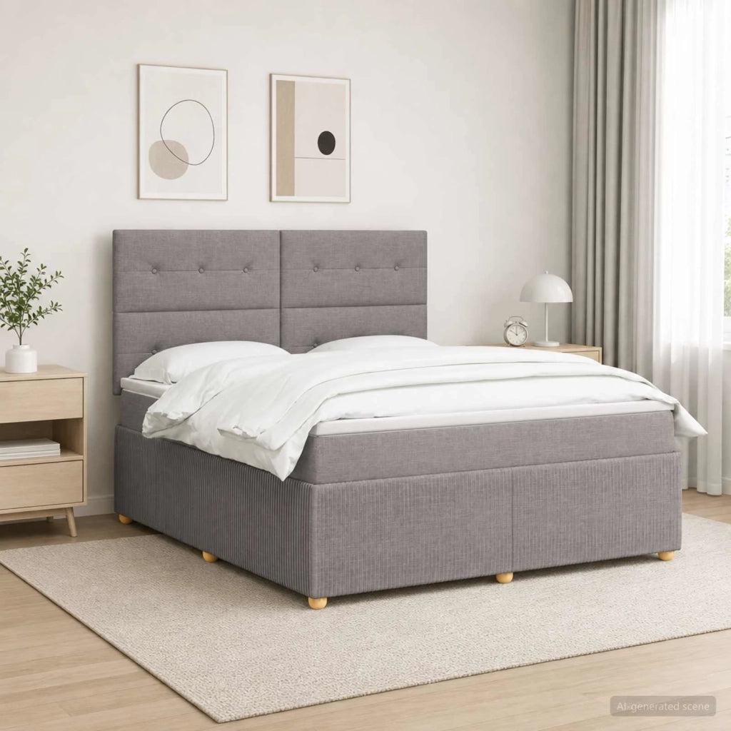 Letto box spring con materasso Tortora 180 x 200 cm Tessuto 3454456