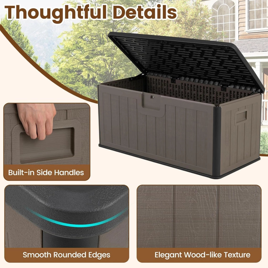 Contenitore per cuscini impermeabile da giardino con coperchio, 378 L, contenitore per cuscini da giardino, balcone, terrazza, piscina, cassapanca da giardino contenitore di stoccaggio outdoor
