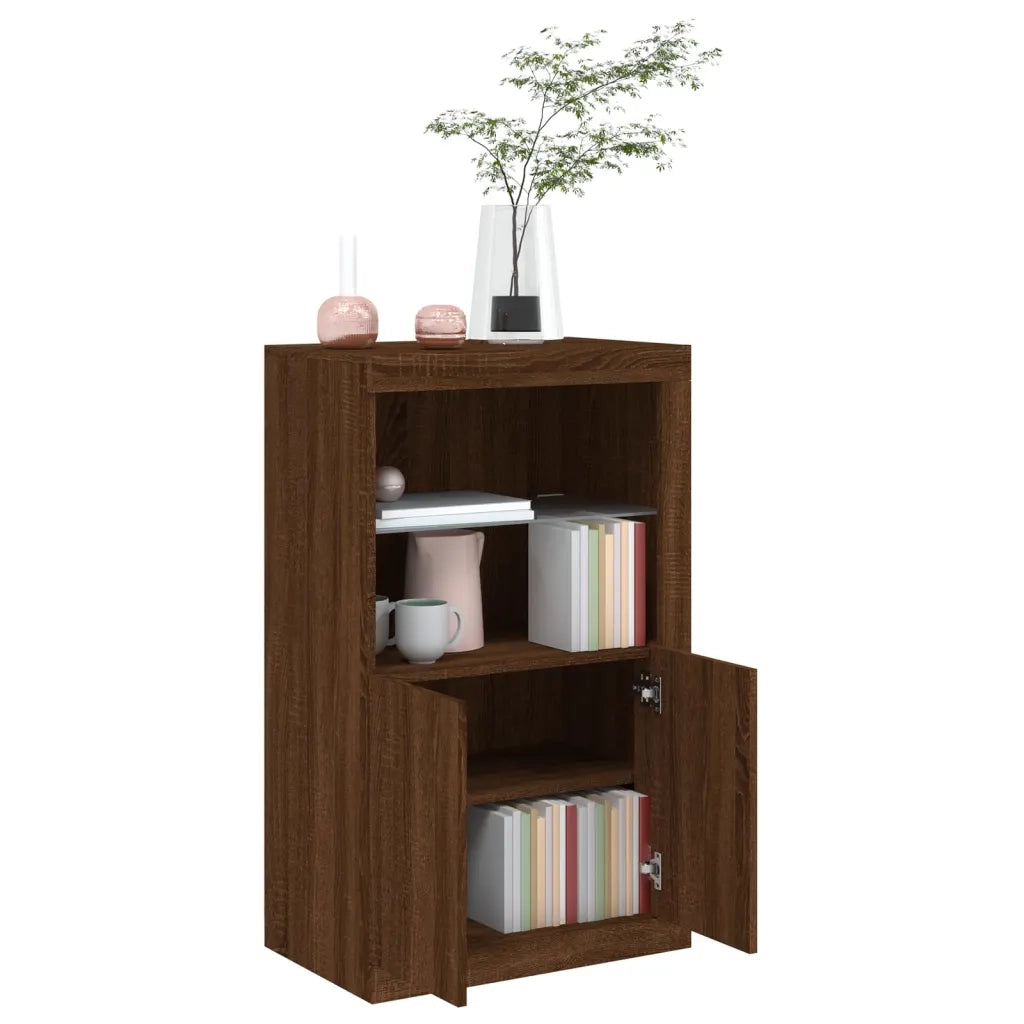 Armadietto con Luci LED Rovere Marrone in Legno Multistrato 836629
