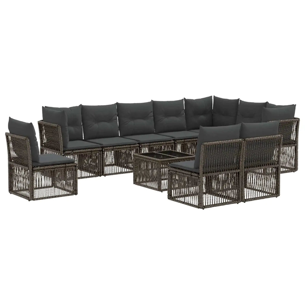 Set Divano da Giardino 11 pcs Grigio polyrattan 3434255