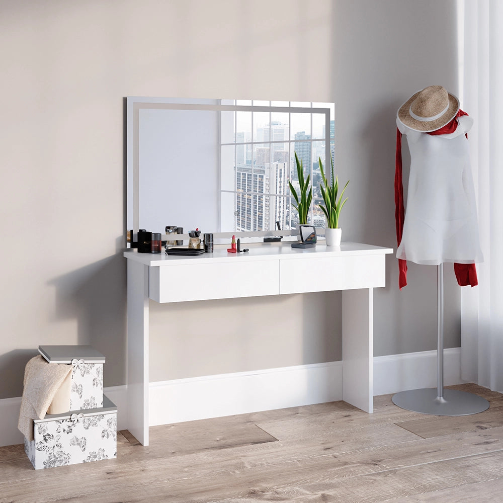 Vicco Tavolo da toeletta Bianco 120 cm con specchio a LED