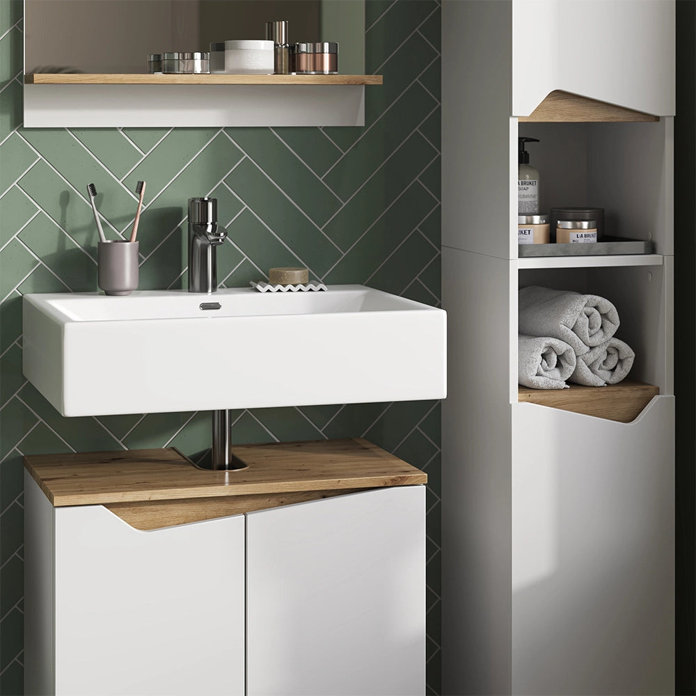 Vicco Set di mobili da bagno Bianco 3 parti, con colonna