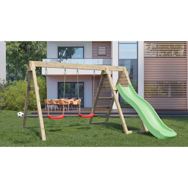 Portique & toboggan AzalÃ©e â€“ 1 toboggan + 2 balanÃ§oires