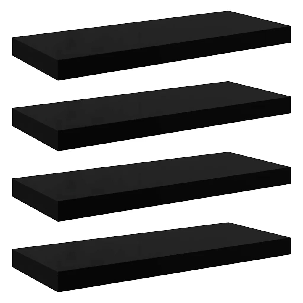 Scaffali a Parete 4 pz Nero Lucido 60x23,5x3,8 cm in MDF cod mxl 33113