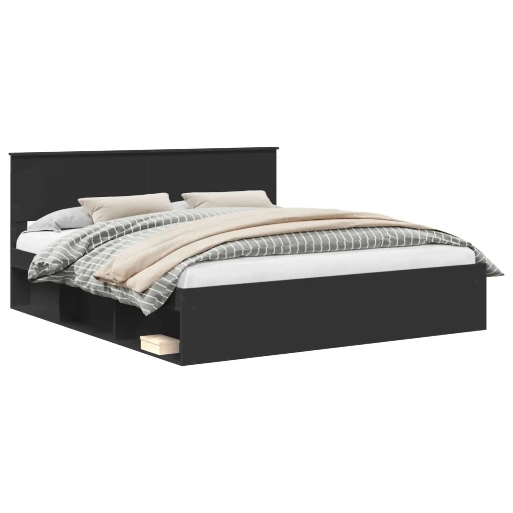 Struttura del letto Nero 200 x 200 cm Legno multistrato