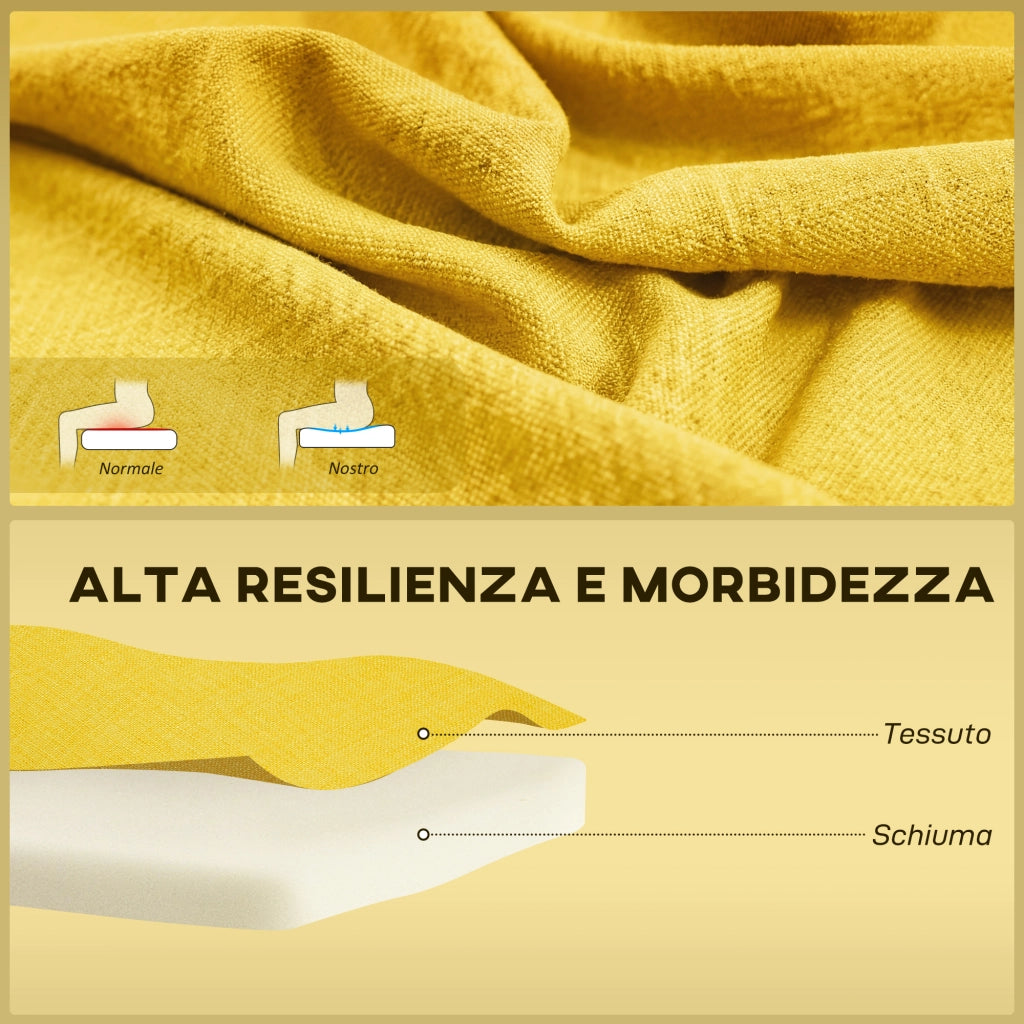 Divano 2 Posti Tessuto Senza Braccioli ¨C Zephmum ¨C Giallo 117x56.5x77 cm