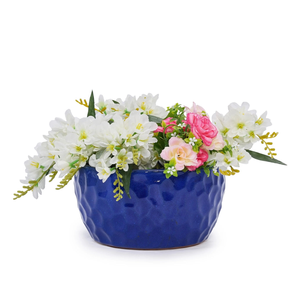 Set di 3 portavasi in ceramica blu antico