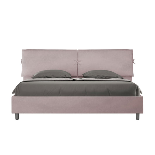 Letto Matrimoniale King size rivestito in Microfibra - MADOS Colore: Glicine, Dimensione Rete: 200x200, Tipologia Letto: Con Rete e Contenitore