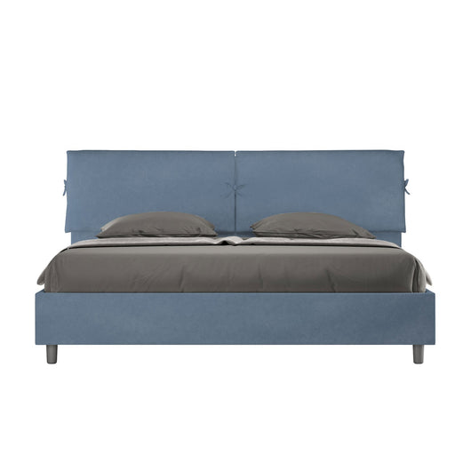 Letto Matrimoniale King size rivestito in Microfibra - MADOS Colore: Blu, Dimensione Rete: 180x200, Tipologia Letto: Con Rete e Contenitore
