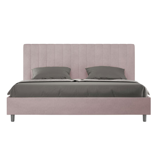 Letto Matrimoniale King size rivestito in Microfibra - AGUEDA Dimensione Rete: 190x210, Tipologia Letto: Con Rete e Contenitore, Colore: Glicine