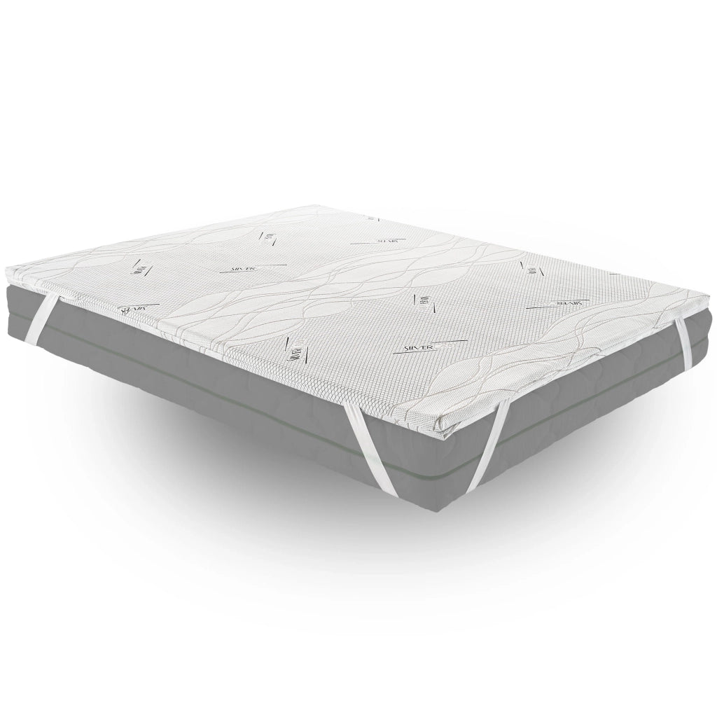 Topper Singolo 80x190 in memory foam 5 cm con rivestimento Silver Fresh completamente sfoderabile
