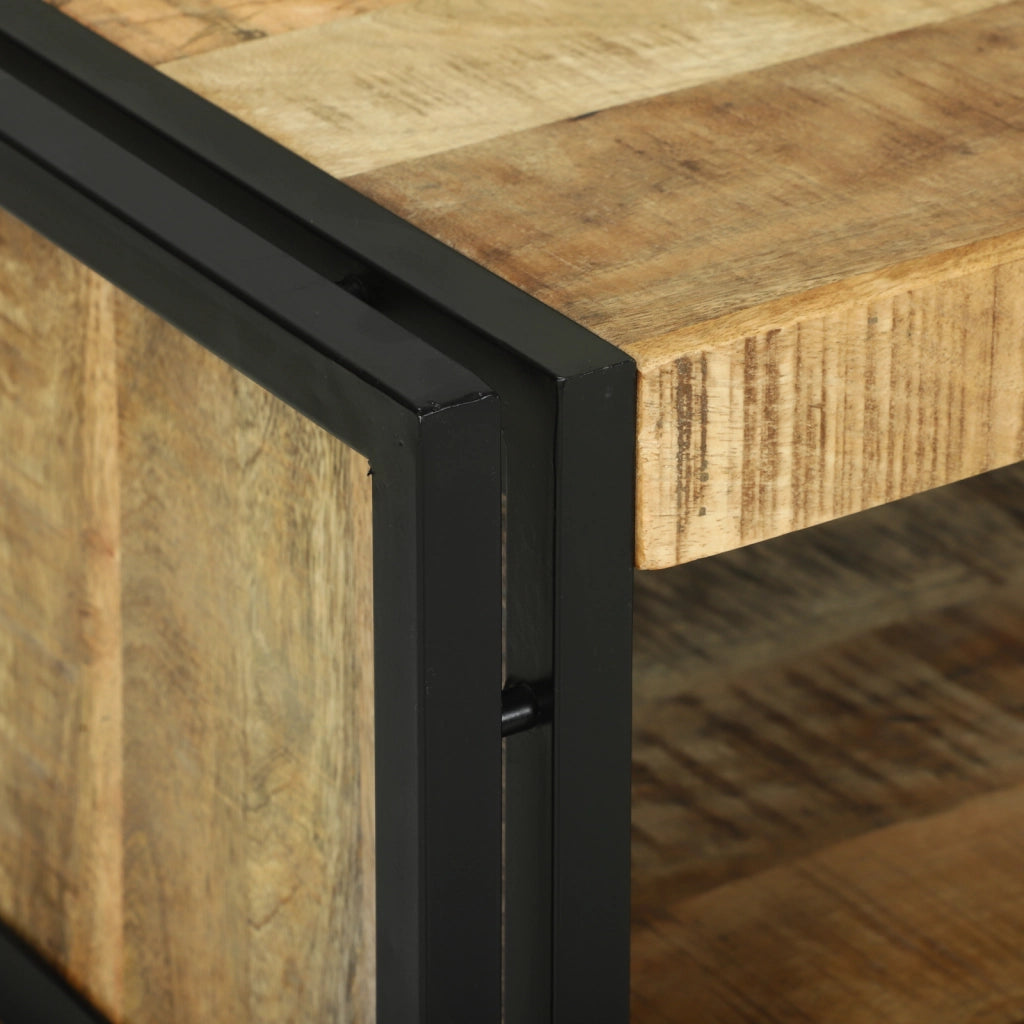 Tavolino da CaffÃ¨ 90x50x38 cm Legno Massello Grezzo di Mango
