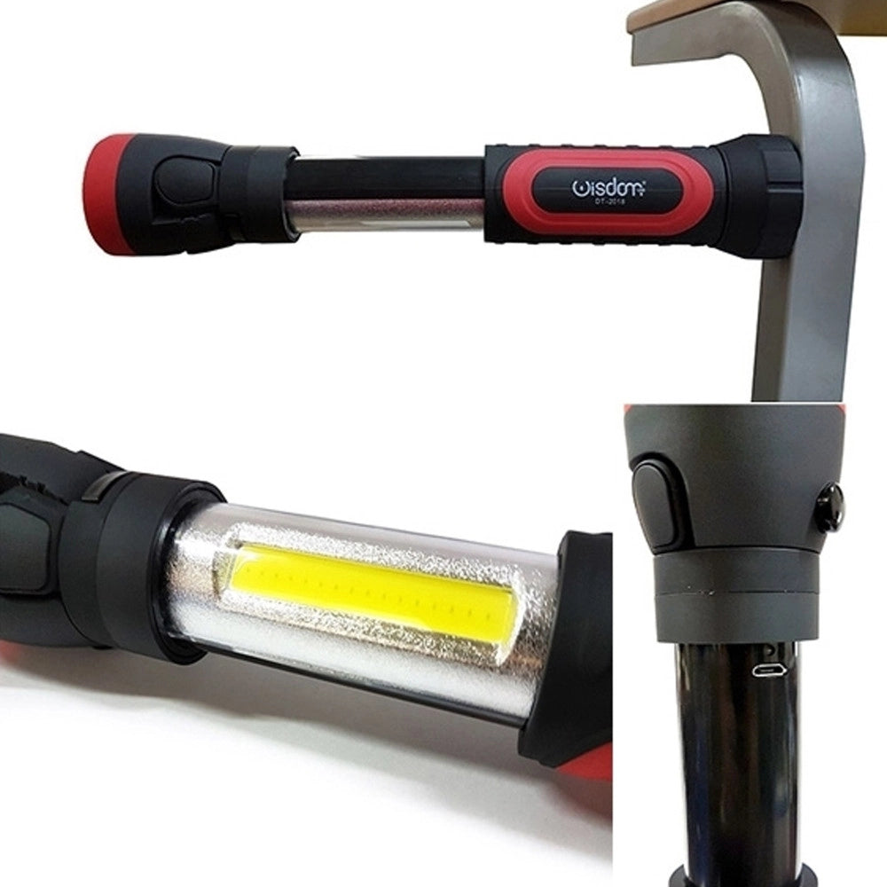 Trade Shop - Torcia Ricaricabile Usb Magnetica Led Luce Lavoro Calamita Lampada Portatile -
