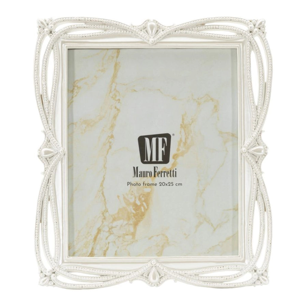 Cornice portafoto Ribbon argento con profilo a nastro 20x25 cm
