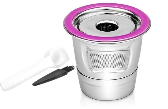 Filtro per K Cup riciclabile - Filtro metallico - Compatibile con Keurig 1.0/2.0 - K-Mini/K-Slim/K-Duo - Resistente 304 Acciaio inossidabile - Incluso spazzola e cucchiaio - Filtro per caffè