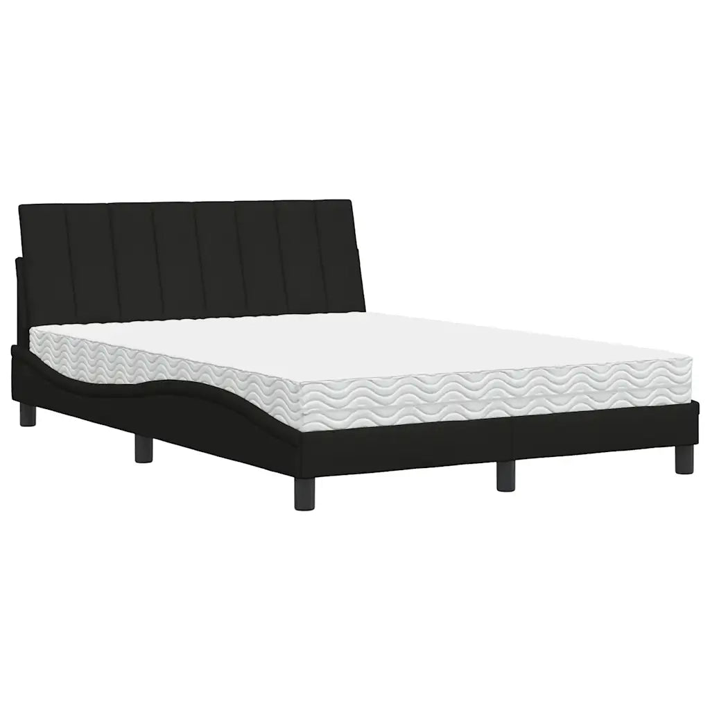 Letto con Materasso Hanko Nero 140x190 cm in Tessuto 3310526