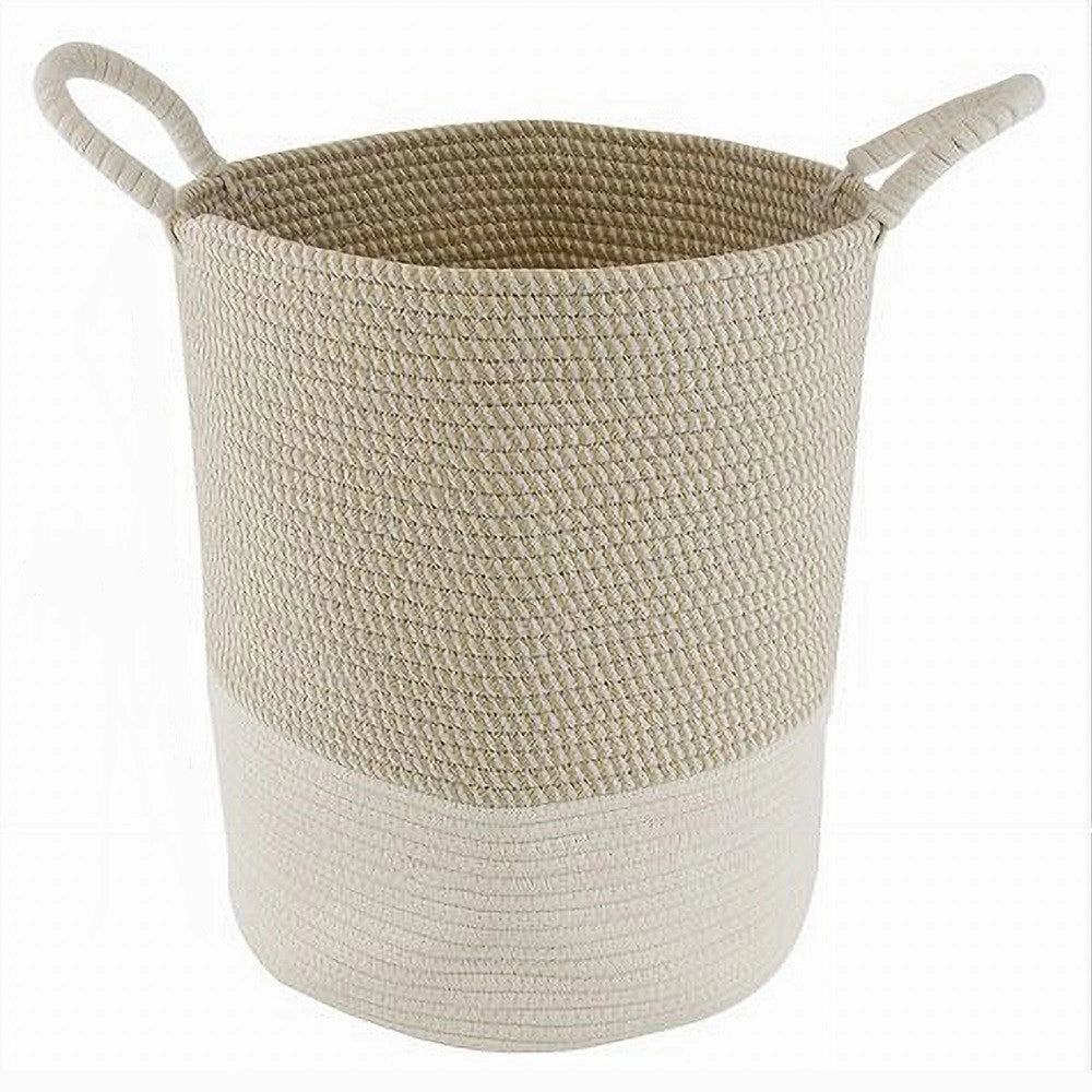 Trade Shop - Cesto Porta Biancheria Oggetti In Corda Intrecciata Con Manici 35 X 40 Cm 10678 -