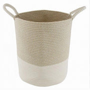 Trade Shop - Cesto Porta Biancheria Oggetti In Corda Intrecciata Con Manici 35 X 40 Cm 10678 -