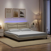 Giroletto con LED senza Materasso-Struttura Letto Hvar Crema 180x200 cm in Tessuto