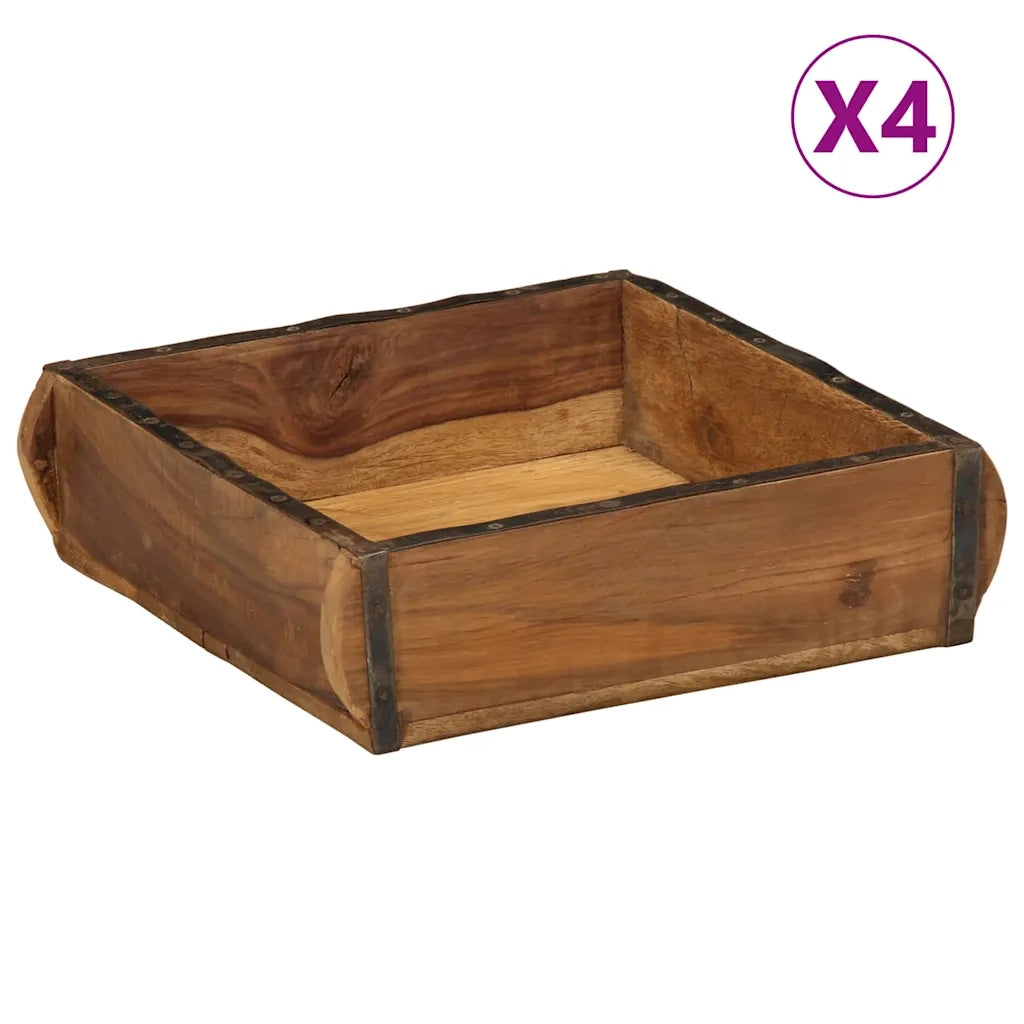 Vassoio 4 pz Marrone 29 x 31 x 10 cm Legno Recuperato Massello CFW2565221