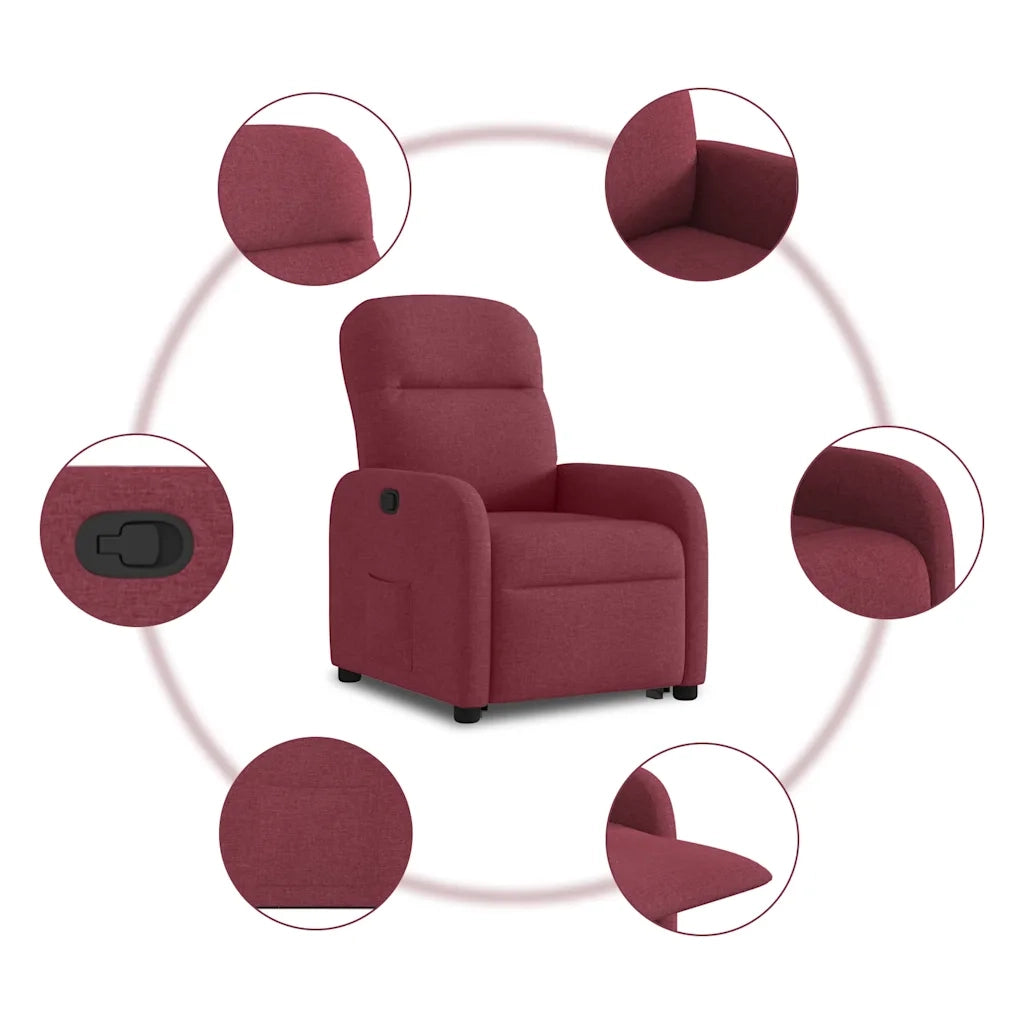 Poltrona | Sedia Relax Alzapersona Reclinabile Rosso Vino in Tessuto