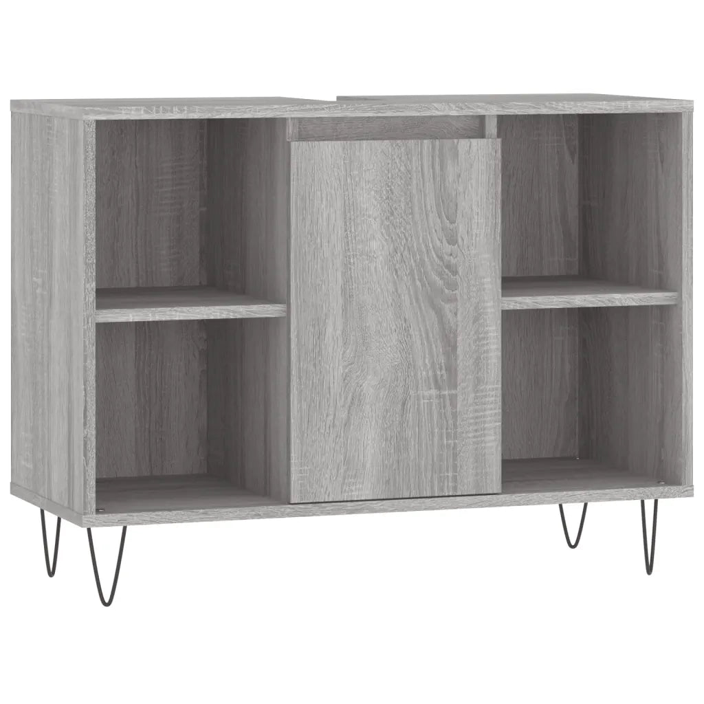 Set Mobili da Bagno | Armadio da bagno 3 pz Grigio Sonoma in Legno Multistrato