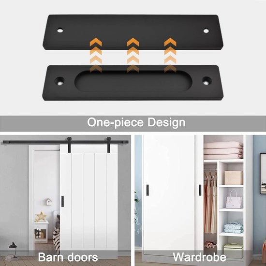 Set di maniglie per porta a scorrimento da 2 pezzi - Rettilineo - Lega di alluminio - Nero opaco - Design elegante - Proteggi le tue mani - Maniglie per porta