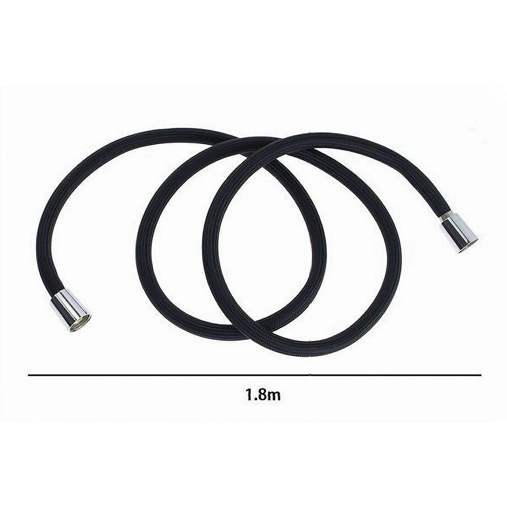 Trade Shop - Tubo Doccia Flessibile 1.8metri Nero Opaco 180cm Bagno Laccio Doccetta Box 87288 -