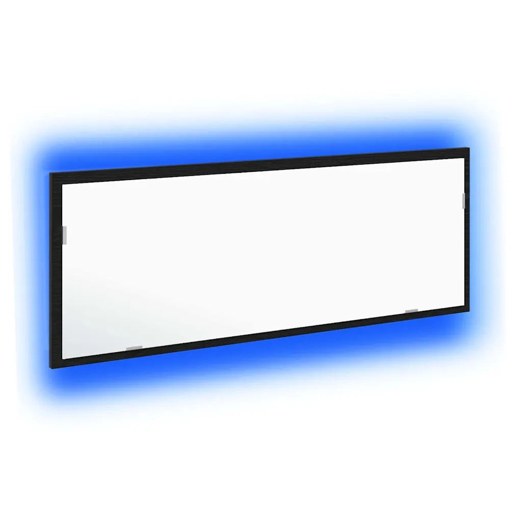 Specchio da Bagno LED-Specchio decorativo con LED Rovere Nero 100 x 8,5 x 37 cm Vetro