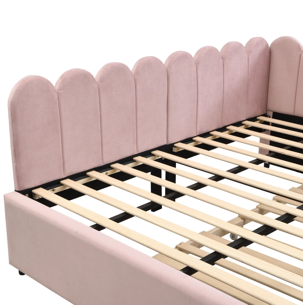 Divano letto 140x200 cm con letto estraibile e design a L in velluto