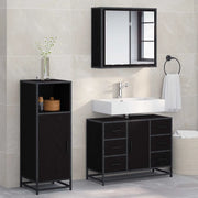 Set di mobili per il bagno 3 pcs Rovere Nero Legno multistrato 3402313