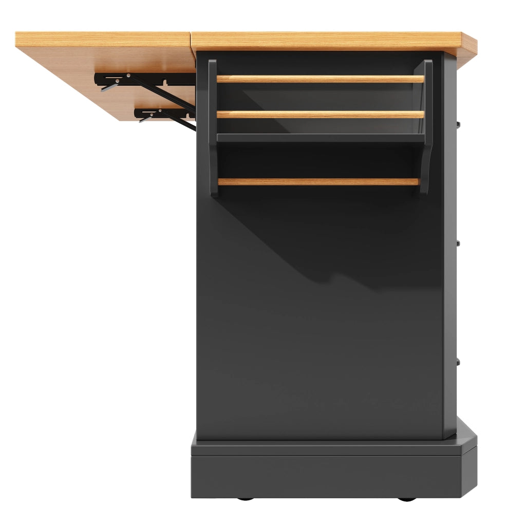CARRELLO CUCINA con 2 ante e 6 cassetti 120x45x91 cm MDF Nero