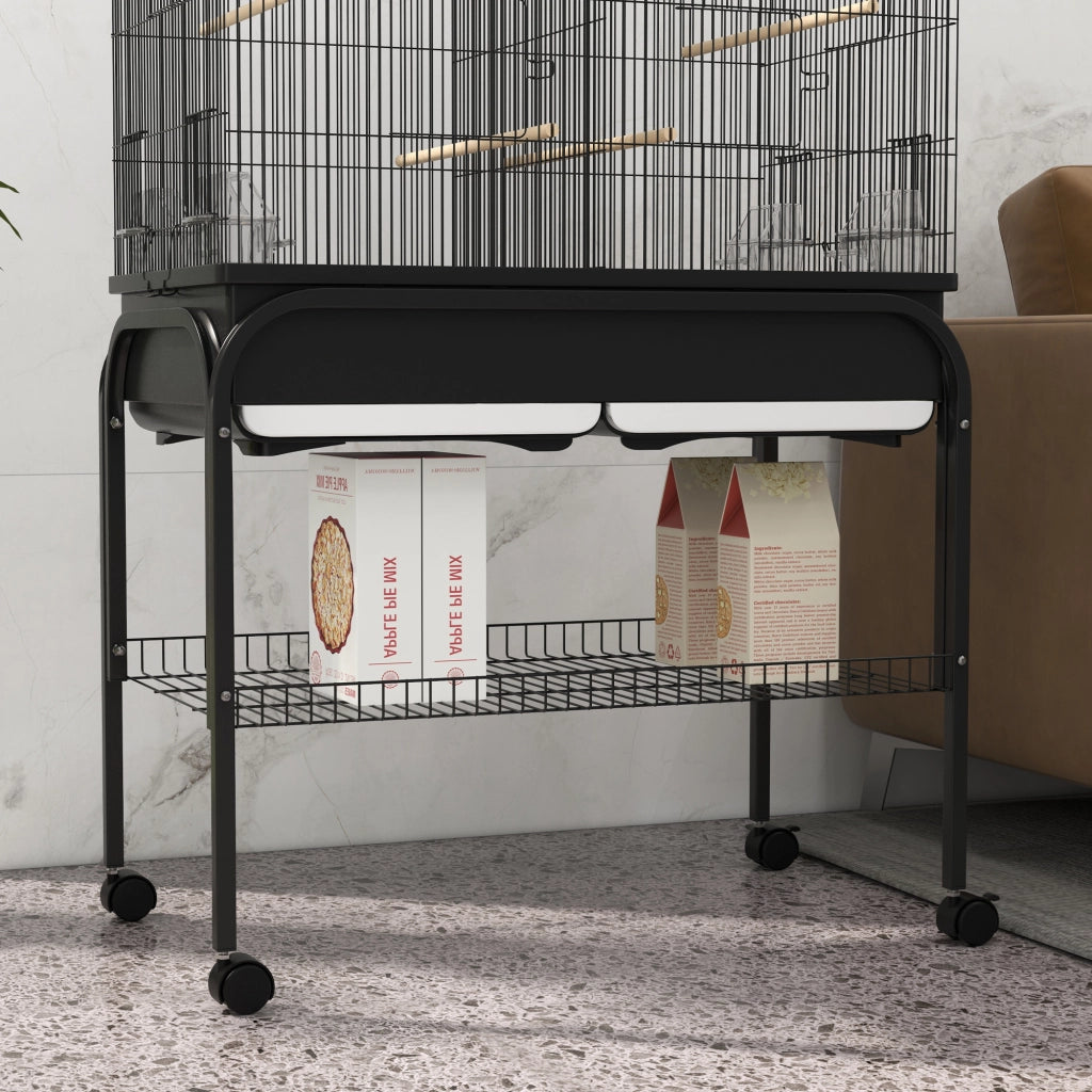 Gabbia Uccelli Grandi con Ruote ¨C Zephmum ¨C Nero 85x49x119 cm