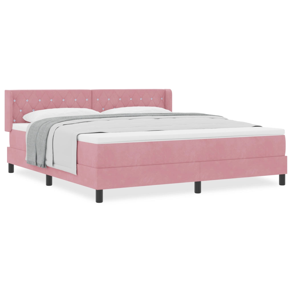 Letto Box Spring con Materasso Rosa 180x200 cm Velluto